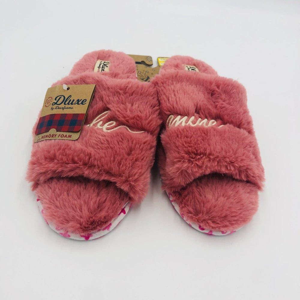 Brand New Be Mine Dluxe Fur Slide Slippers Pink Size Large For Women